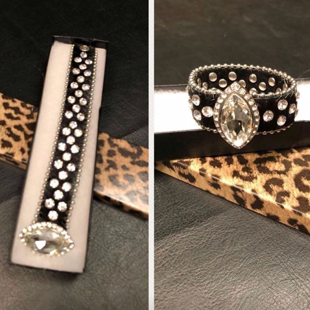 Ladies Leather PonytailHolder with Bling